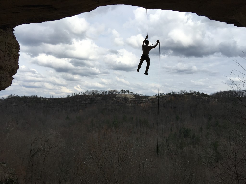 Climber on double arch